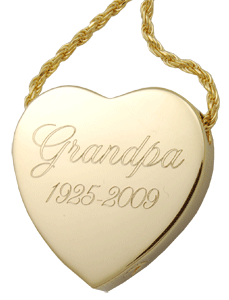 Engraved Cremation Jewelry Heart