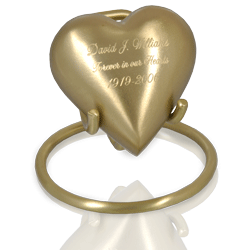 brass heart shown with display stand