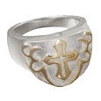 Sterling Silver and Gold-plated Men's Cross Cremation Ring