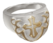 Sterling Silver and Gold-plated Men's Cross Cremation Ring