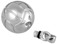 sterling silver basketball cremation jewelry pendant shown with open secure threaded top
