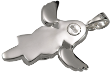 Threaded enclosure shown of cremation jewelry Littlest Angel Girl pendant