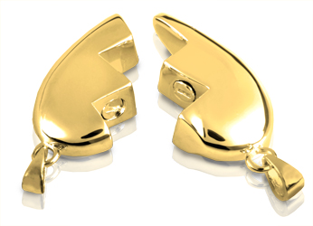 Threaded enclosure of the two halves of the Companion Heart cremation jewelry pendant shown