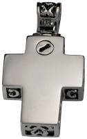 Threaded enclosure shown of Cremation Jewelry Filigree Cross pendant
