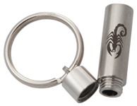 Wholesale Cremation Keychain Scorpion Cylinder shown open