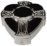 Threaded enclosure shown of Celtic Cross and Shield cremation jewelry pendant