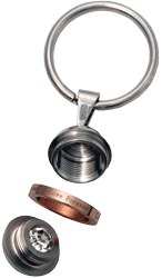Two-tone love forever globe cremation keychain shown open