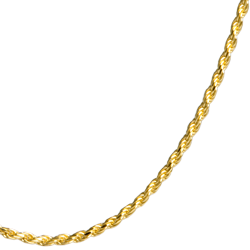 close-up of gold filled rope chain for detail