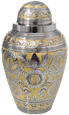 Wholesale Cremation Urns: Silver and Gold Brocade Brass