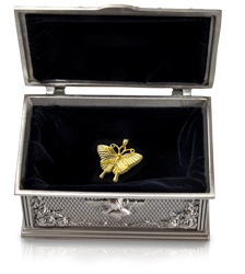 guardian angel keepsake shown open with velvet interior