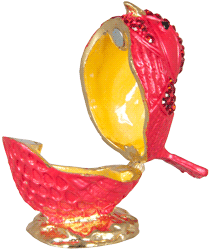 cardinal red cremation keepsake urn shown open with magnetic closure