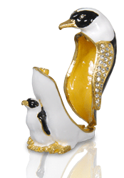 emperor penguins cremation urn keepsake shown open