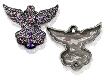purple angel cremation keepsake shown open