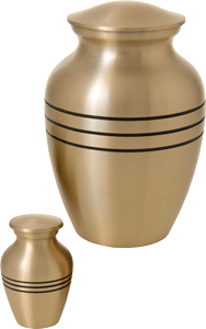 small keepsake urn shown with matching sharing urn for size comparison