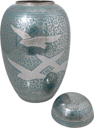 Fly Away Home Cremation Urn shown open