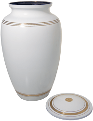 White Classic Cremation Urn shown open