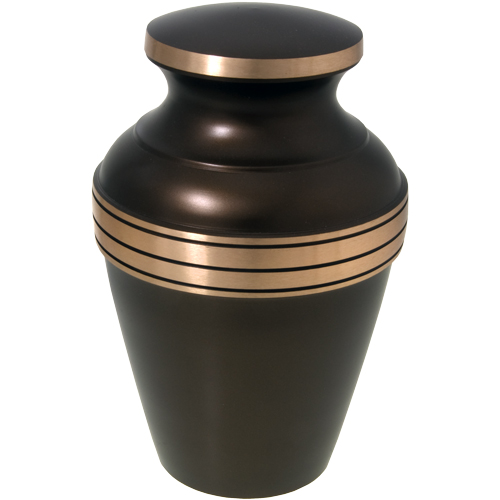 Wholesale Cremation Urns: Dark Bronze Gold Band Brass 