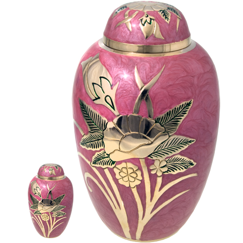 Wholesale Cremation Urns: Pink and Gold Floral
