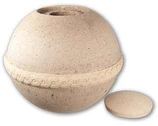 biodegradable geos urn shown with open lid