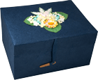 Wholesale Biodegradable Urns: Navy Blue Chest with Flowers