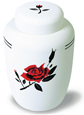 Wholesale Biodegradable Urn: EcoUrn in White with Red Rose