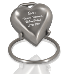 wholesale pet pewter heart keepsake shown with display stand