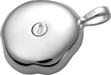 secure threaded opening shown on back side of wholesale pet cremation jewelry pendant hammered paw print