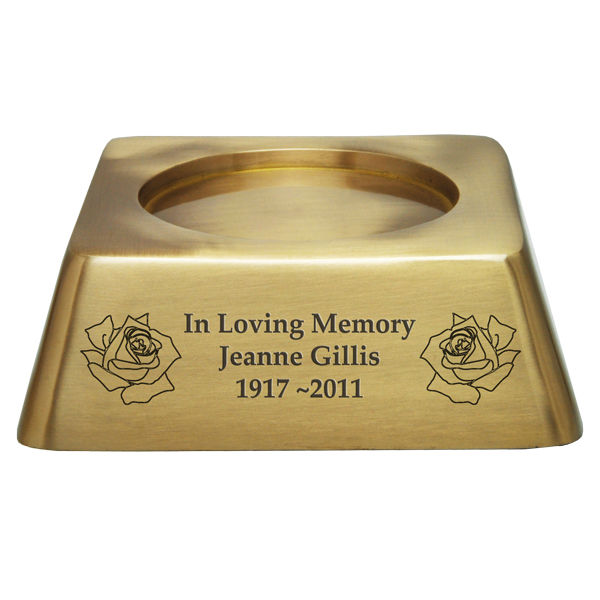 Wholesale Engraved Memorial Plaque Square Urn Base Matte Brass