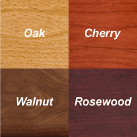 oak, cherry, walnut and rosewood swatches