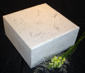 floral biodegradable casket shown in square style