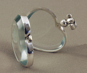 victorian glass heart locket shown open