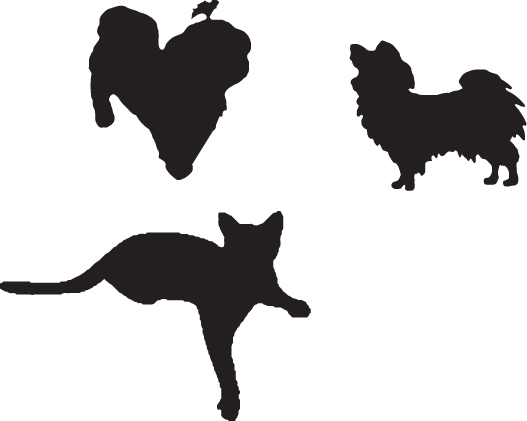 sihouette of dogs and cat