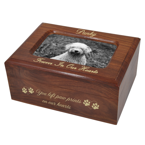 Wholesale Memory Chest Wooden Box Dog Urn with Photo Window