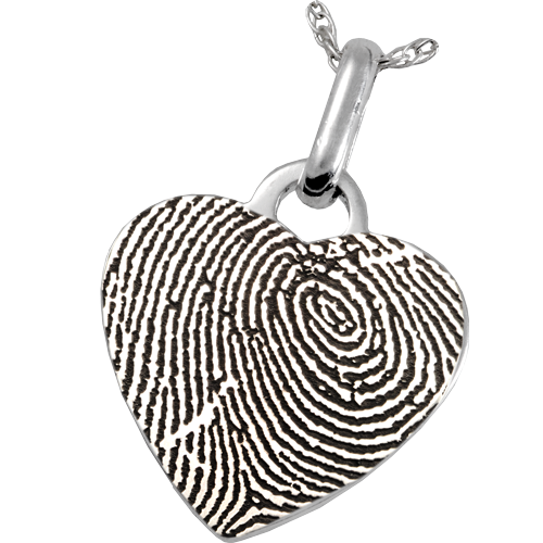 Full coverage fingerprint shown on heart pendant Full coverage fingerprint shown on heart pendant