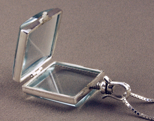 glass square victorian locket shown open