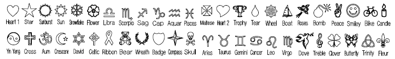 Available Cremation Jewelry Engraving Symbols